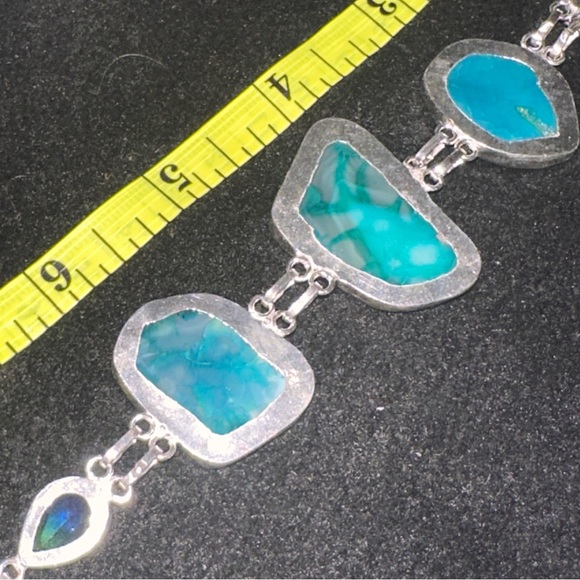 Sale * Ocean Solar Druzy Agate Handcrafted multi-gem statement bracelet - Picture 5 of 10